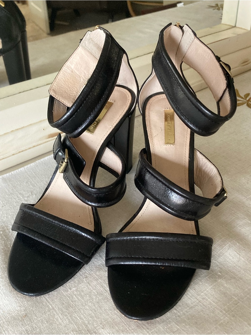 Louise et Cie Black Strappy Block Heel Sandals